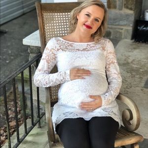 White Lacey Maternity Top (A Pea in the Pod)